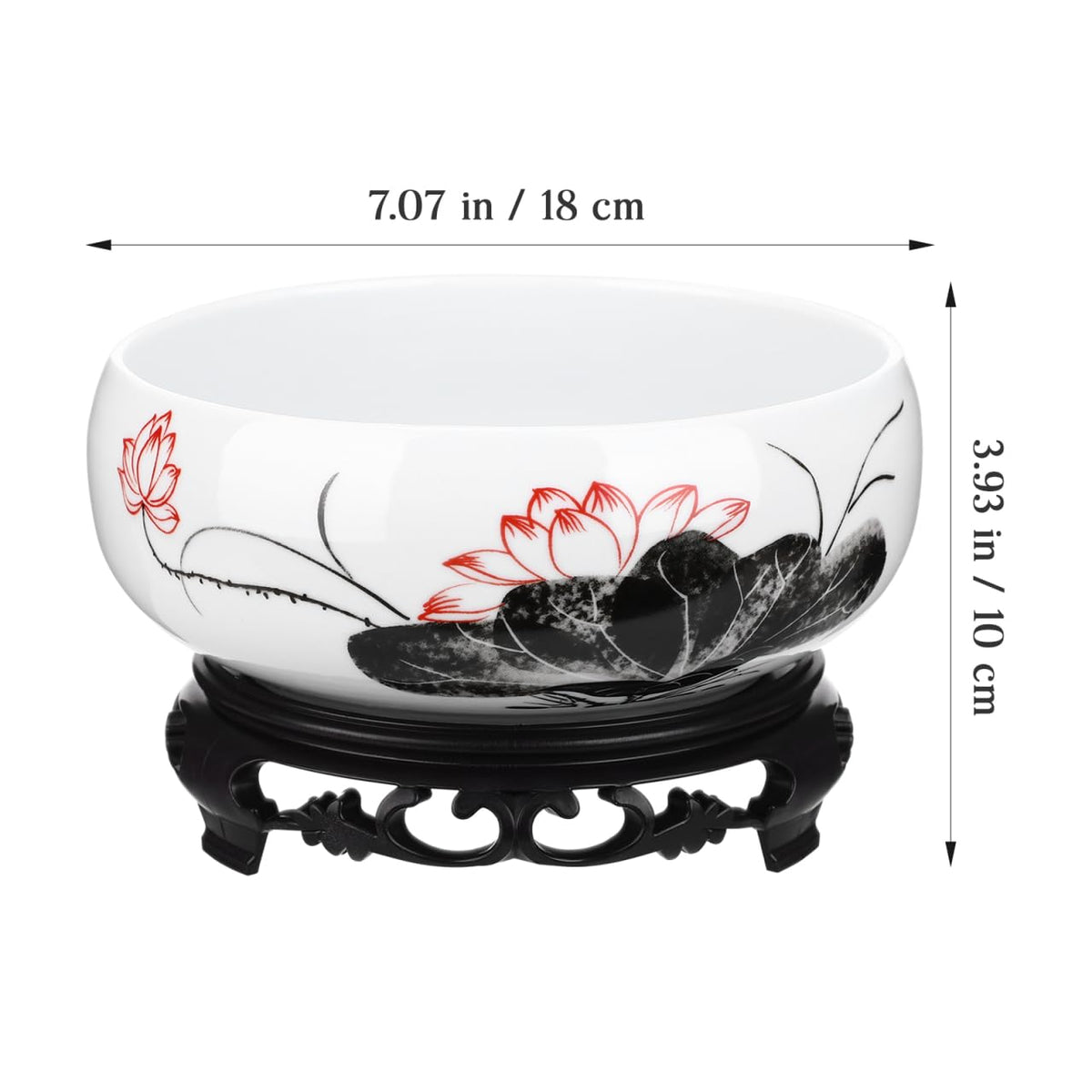 HANABASS Ceramic Lotus Bowl, Water Lily Bowl, Hydroponic Flower Planter Pot Round Ceramic Indoor Pot with Plastic Holder for Plants Modern Decorative Container for Home Office and Garden