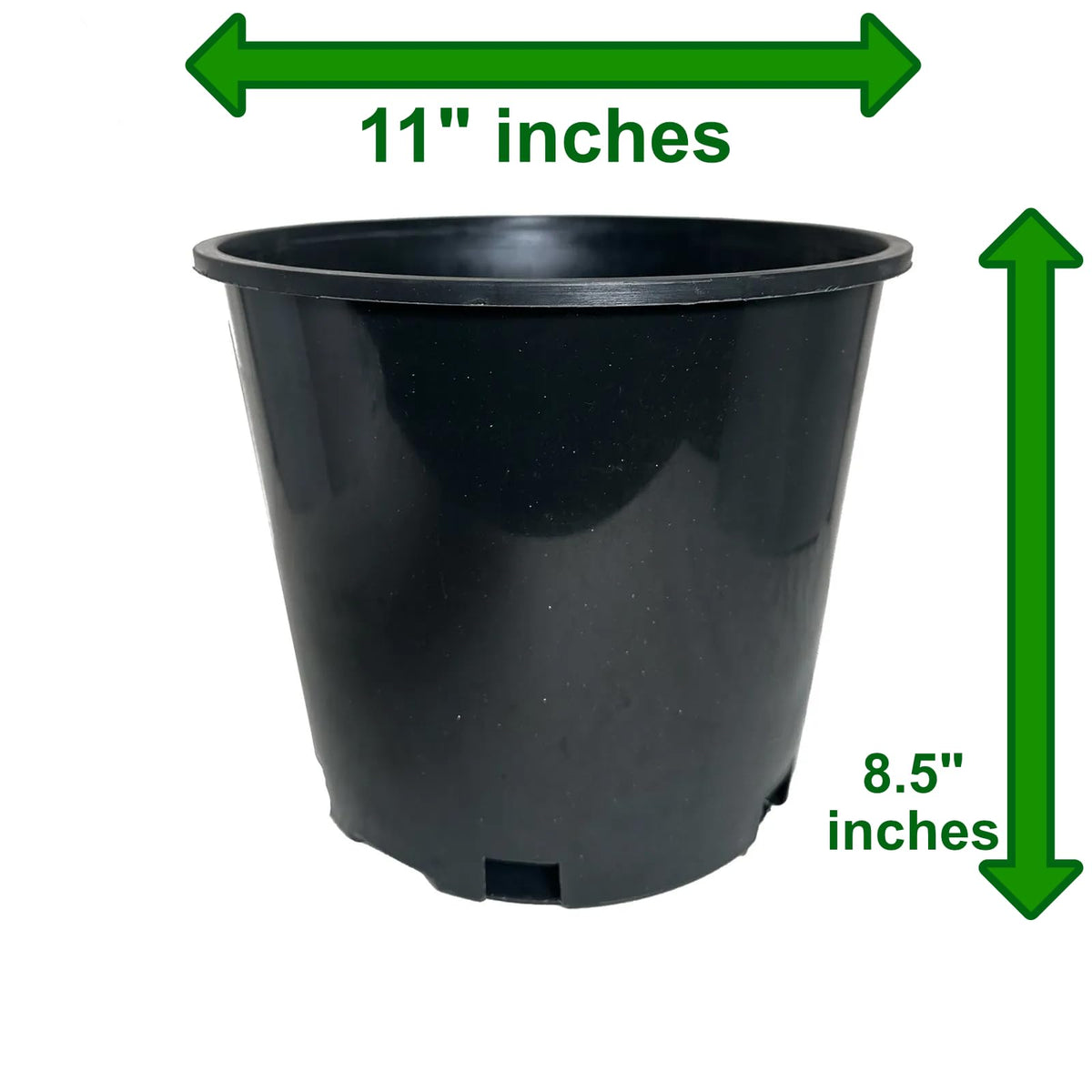 3 Gallon Nursery Pots - Professional Heavy Duty Injection Molded Plastic Plant Pots with Drainage Holes – 11 Inch Round Flower Pots for Shrubs, Perennials & Tropicals – Stackable (5)