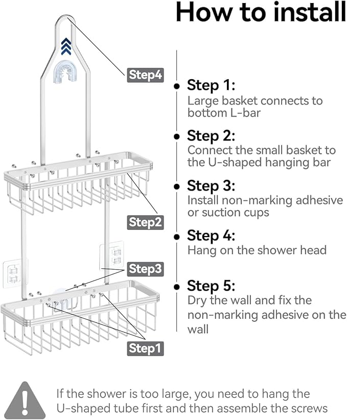 YASONIC Shower Caddy Hanging, Never Rust Shower Organizer Hanging, Aluminum