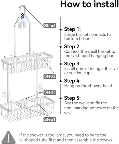 YASONIC Shower Caddy Hanging, Never Rust Shower Organizer Hanging, Aluminum