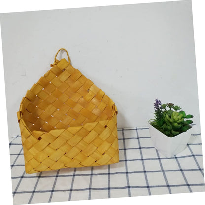 VILLFUL 1pc Wood Woven Hanging Flower Basket Natural Wall Decor for Plants Storage Home Accent Large for Indoor Outdoor Use
