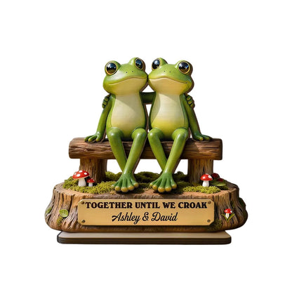Personalized Frog Couple Wooden Plaque-Gift For Couple Custom Name Date Photo Home Decor Desk Sign Shelf Sitter Unique Cute Animal Lover Romantic Present