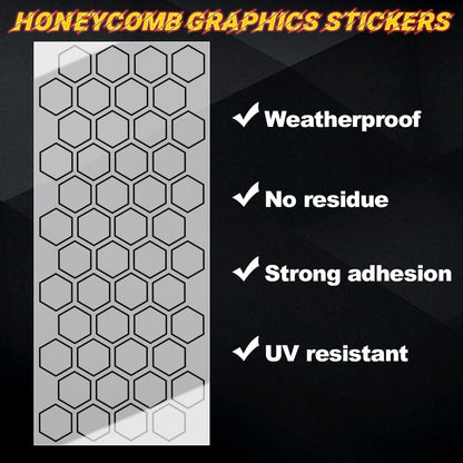 JSCARLIFE 48 Grids Honeycomb Car Decals - Waterproof PVC Body Stickers for Car, SUV, Truck & Van - DIY Decorative Graphics for Door, Hood & Side Panels (53.5x22.8inch (Black))
