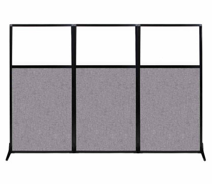 Versare Workstation Partition | Portable Wall Divider | Modern Office Cubicle | Free Standing Privacy Screen | Flexible Work Space | 99" x 70" W/Window, Cloud Gray Fabric Panels