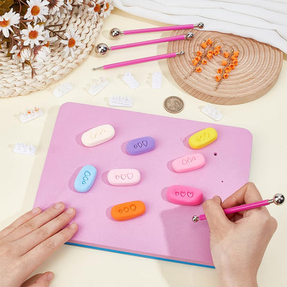 BENECREAT 4 Sizes Double-Ended Stainless Steel Ball Stylus, Mini Petal Clay Cutters Kit with 8 Shapes Polymer Clay Flower Molds for Polymer Clay Jewelry Wreath Earrings Making