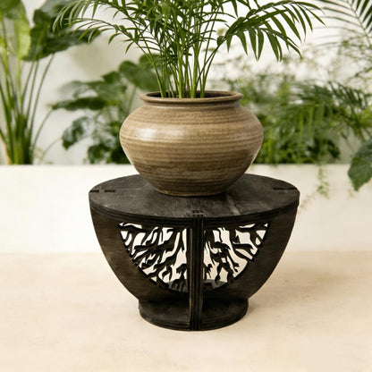 ANLYAWX Indoor Wooden Plant Stand Holder for Sill, Desktop, - Single Flower Pot Rack for Small Plants - Unique Tree Root Design Elevate Your Plants in Style and Provide Additional Sunlight
