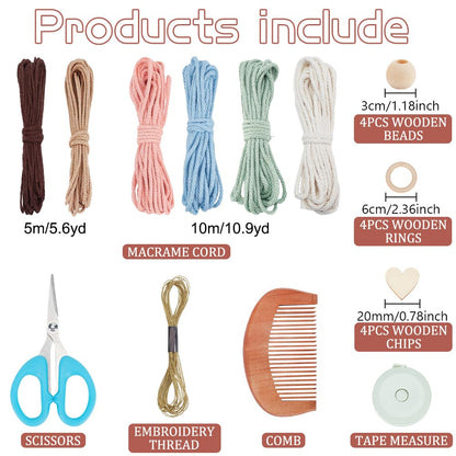 FREEBLOSS 4 Set Beginners Macrame Kit DIY Macrame Angel Kit DIY Macrame Kit for Beginners with Instructions Boho Angel Decor Adults Craft Kit for Adults Christmas Gift