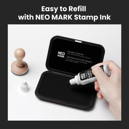 NEO MARK Medium Stamp Pad Kit (1oz Ink Included)-2.8"x 4.4", Magnetic Lid, Premium Quality Felt Stamp Pad (Black)
