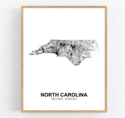 Eleville 8X10 Unframed North Carolina United States Country View Abstract Road Modern Map Art Print Poster Wall Office Home Decor Minimalist Line Art Hometown Housewarming wgn189
