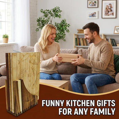 Wooden Book Cutting Board Set with Stand 3 Piece Wooden Cutting Boards Decorative Chopping Board Set for Kitchen Counter Fun Gift for Home Cooks