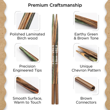 Knitter’s Pride Terra Grande Interchangeable Needle Set 5"" (13cm) – 14 US Sizes (2.5 to 17)