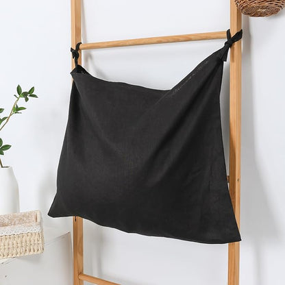 Hanging Linen Laundry Bag, 100% Pure Flax Linen Over The Door Hamper