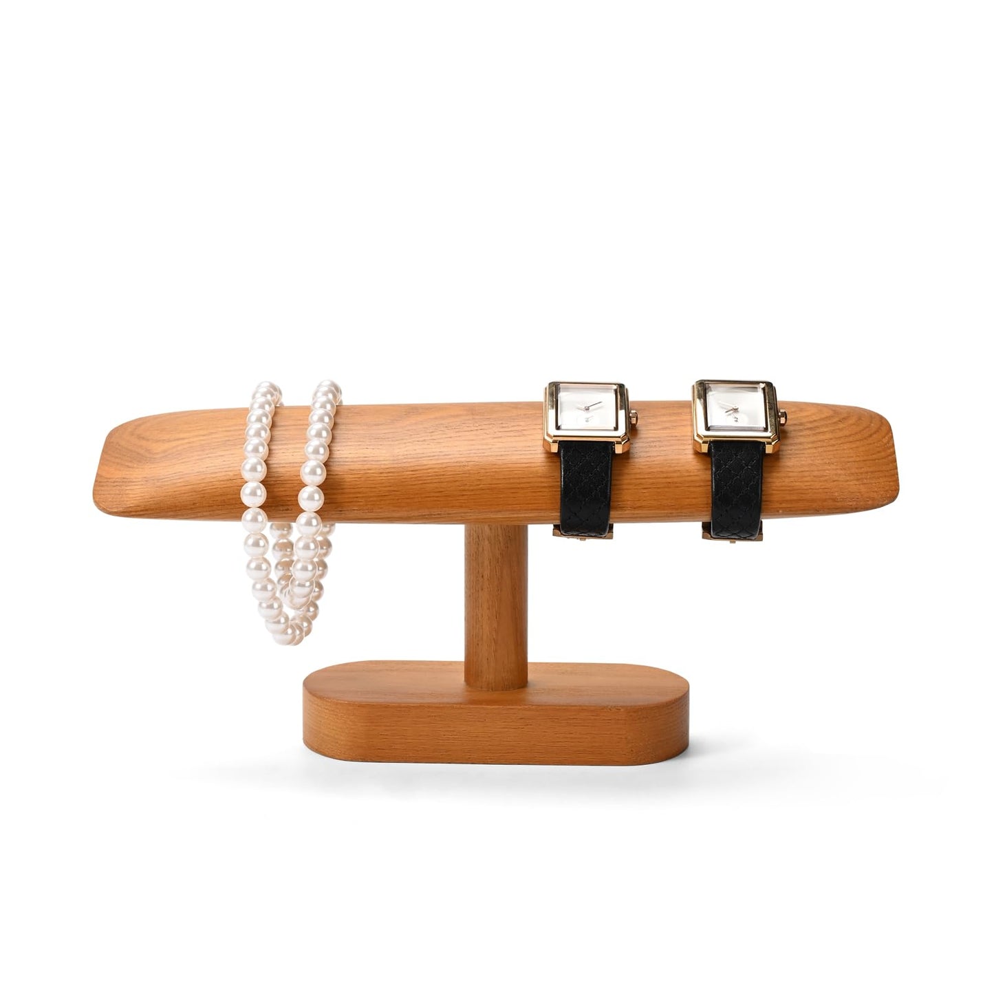 Woodten Solid Wood T-Bar Watch Display Stand Jewelry Organizer Holder for Watch and Bracelet