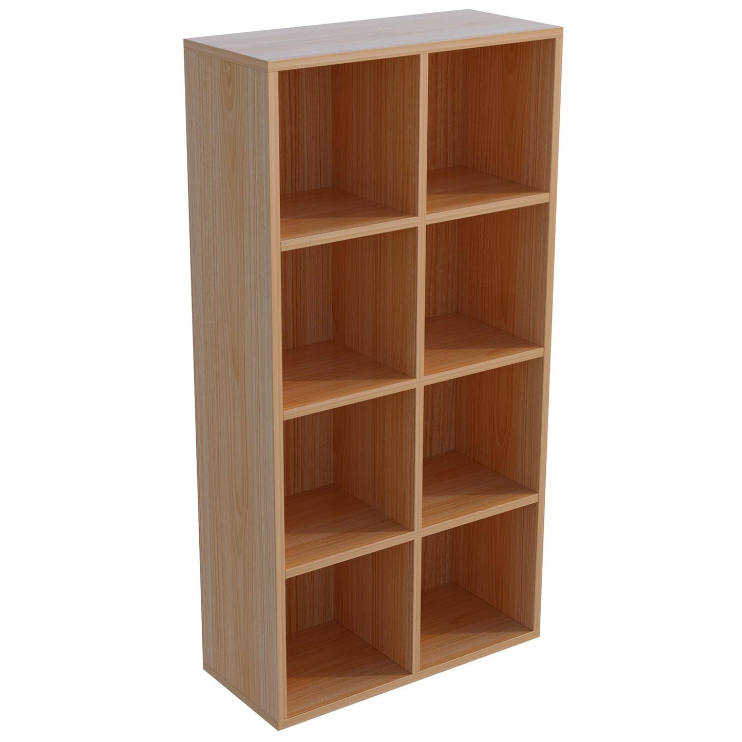 OSCHF 8-Cube Storage Shelf Bookcase - Wooden 4-Tier Floor Standing Open Bookshelf for Home and Office, Display Cabinet, Oak