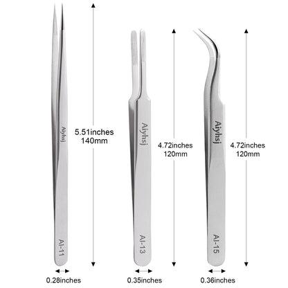 3PCS Precision Tweezers Set, Upgraded High-end Stainless Steel of Tweezer for Craft, Electronics, Soldering, Model, Laboratory Work, Jewelry-Making