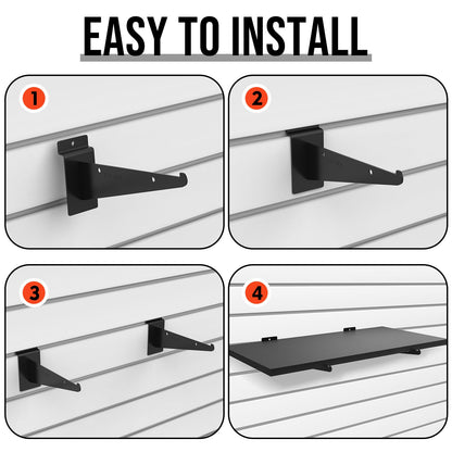 Tcevily 3 Pack Wooden Slatwall Shelf, 24" x 12" Slat Wall Shelves with Metal Brackets Heavy Duty Slatwall Shelving Organizer Accessories for Home Garage (3, 11.8" x 23.6")