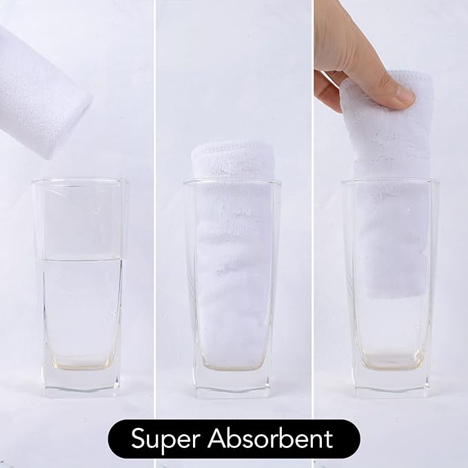 SINLAND Microfiber Facial Cloths Fast Drying Washcloth 12inch x 12inch White 6