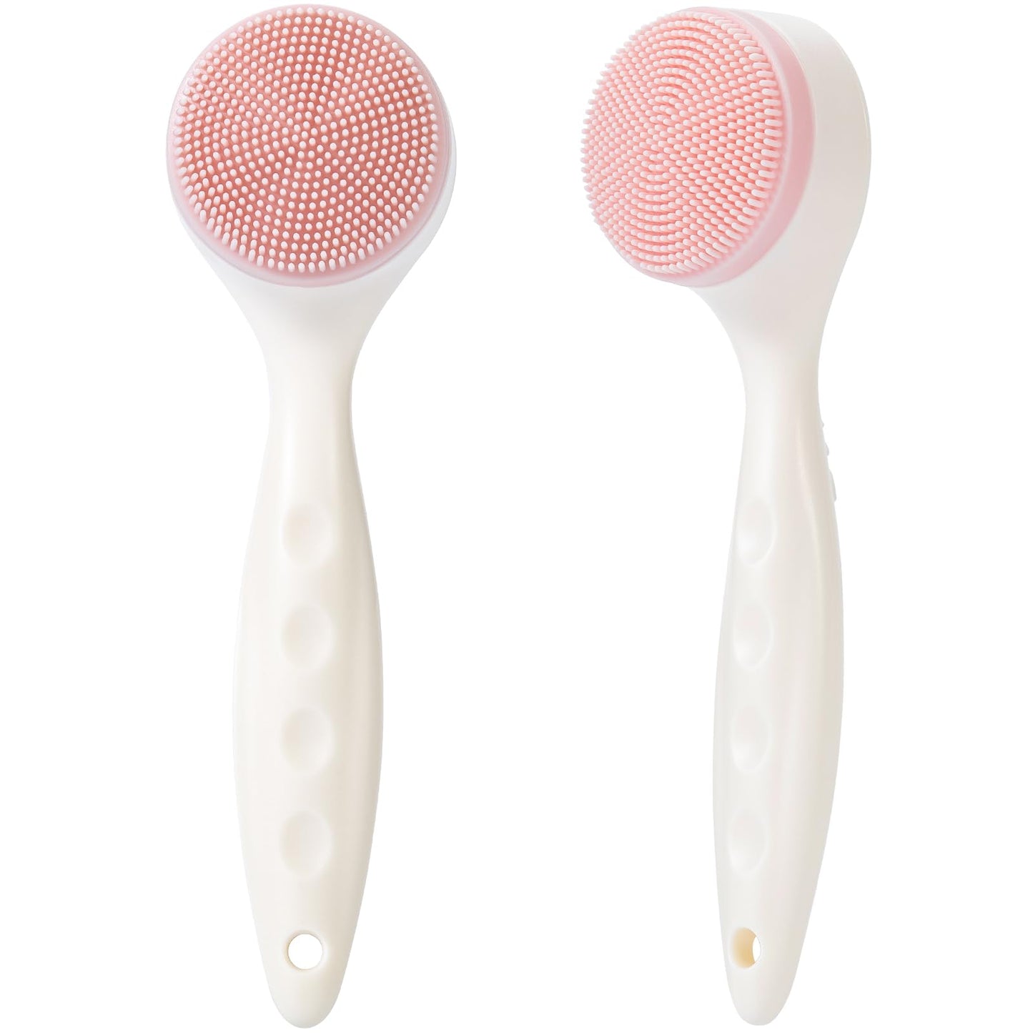 2 Pack Silicone Face Scrubber Exfoliating Brush, Manual Handheld Facial Cleansing Brush Blackhead Scrubber, Soft Bristles Waterproof for Face Skincare (Round-Pink)