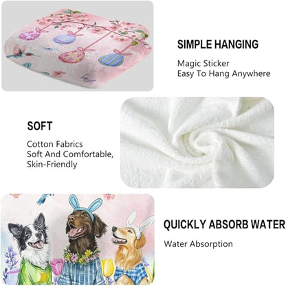 Easter Dog Hand Towels, 28.7X 13.7 Inch Tulip Floral Spring Towels Soft