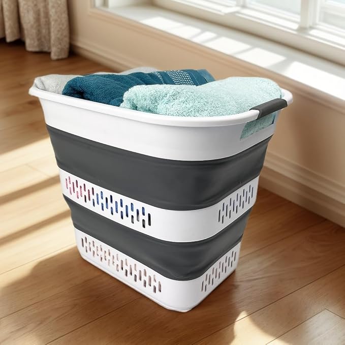 SAMMART 40L Collapsible Plastic Laundry Basket