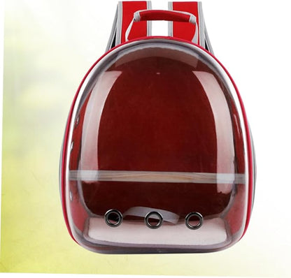 Portable Parrot Backpack Carrier Breathable Space for Outdoor Use Includes Wooden Bar for Birds Red