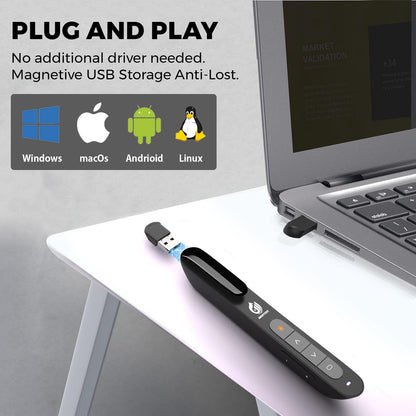 AMERTEER Wireless Presenter,Support Hyperlink RF 2.4GHz Powerpoint PPT Clicker Presentation Remote Control Laser Pointer Flip Pen