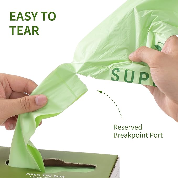 SUPERBIO 1.6 Gallon Handle Tie Compostable Food Scrap Bags