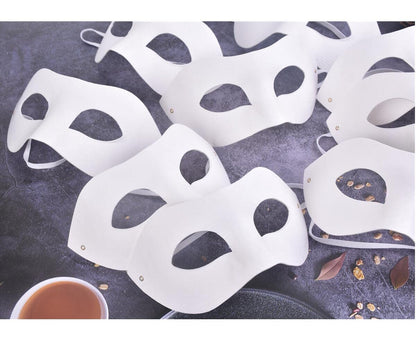 RUSVNO 20 Pieces Paper Mache Art Masks DIY Blank Paintable Paper Mask White Masquerade Masks