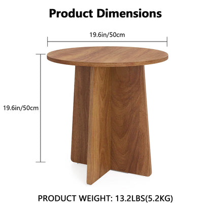Permory 19.6 Inch Round Side Table, Modern End Table with MDF Wood Tabletop, Small Accent Coffee Table for Living Room, Bedroom, Balcony, Easy Assembly & Sturdy (Rustic Brown)