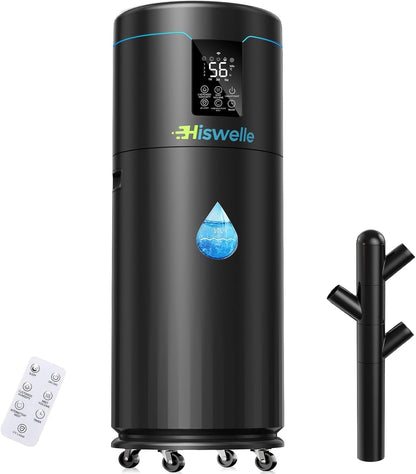 Hiswelle Large Humidifiers for Bedroom, 4.5 Gal Cool Mist Humidifier for Large Room Whole House with Remote Control, 800mL/h Output, 48H Runtime, Auto Humidistat, Wheels, Timer, Essential Oil Tray