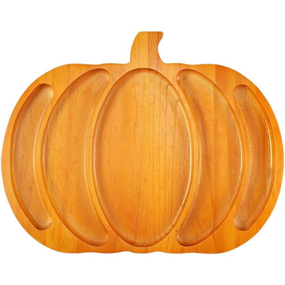 Vbsqic Halloween Pumpkin Tray Wooden Pumpkin Platter Party Cheese Platter Serving Tray Plate,Dried Fruit Dessert Tray for Home Halloween
