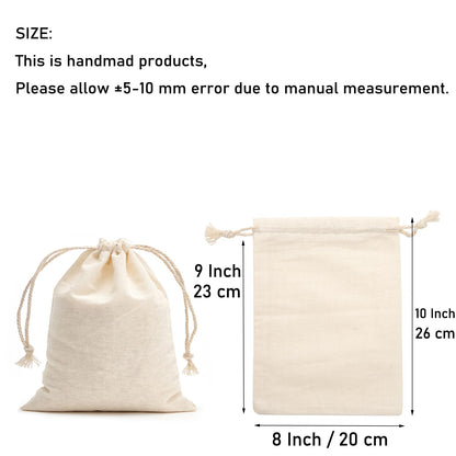 Tendwarm 20 Pieces 8x10 Inches Cotton Drawstring Bags Reusable Muslin Sachet Bag for Party Wedding Storage Home Supplies