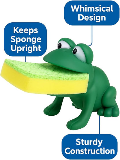 Animal Shape Novelty Kitchen Sponge Holder and Sponge Choice of Frog or Duck
