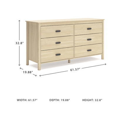 Signature Design by Ashley Cabinella Casual Dresser with 6 Smooth-Gliding Drawers, Meets ASTM International Safety Standards, Light Brown Finish, 61.57' W