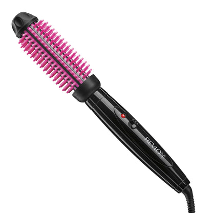 REVLON New and Improved SmoothStay Coconut Oil-Infused Heated Hair Styling Brush | 1” Barrel for Voluminous, Shiny Results (Black/Red)