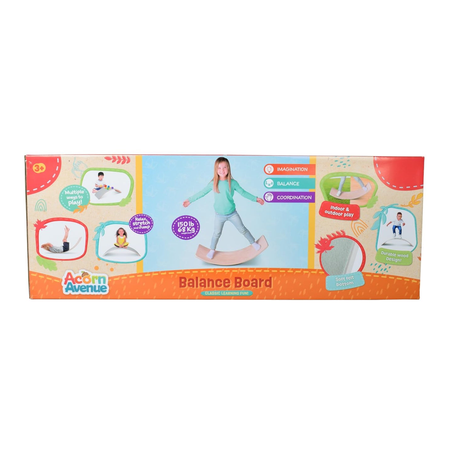 Non Slip Balance Board, 35 Inch Non Slip Felt Rocker Board Durable Wood, Kids Toddler Open Ended Learning Toy, Yoga Curvy Board
