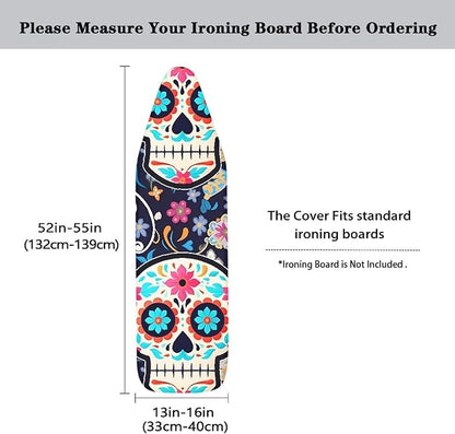 Tribe Floral Skull Ironing Board Cover 15x54 Inch Standard Mexican Skeleton