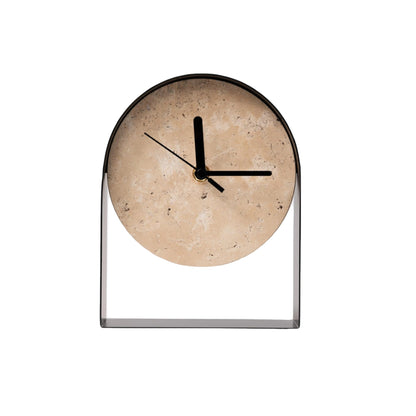 RLXROM Natural Travertine Stone Wabi-Sabi Style Decorative Minimalist Desktop Clock