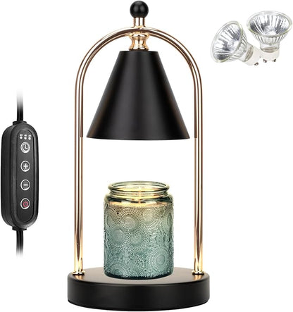 Candle Warmer Lamp with Timer, Electric Black Light for Bedroom, Dimmer Wax Melts Warmer for Candle Jars, Beside Lamp Gifts for Women Home Decor (2 Bulbs Included)