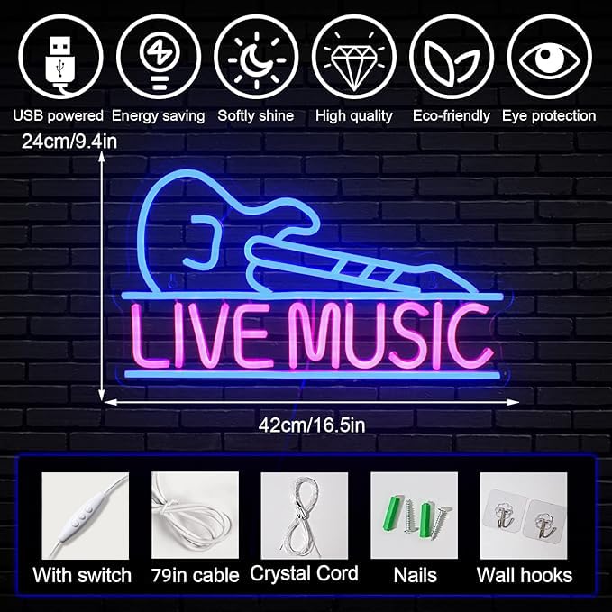 Horseneon Good Food Good Mood Neon LED Sign, Food Neon Signs for Wall Decor, Good Food Good Mood Neon Light with USB Powered for Snack Shop, Restaurant, Fast Food
