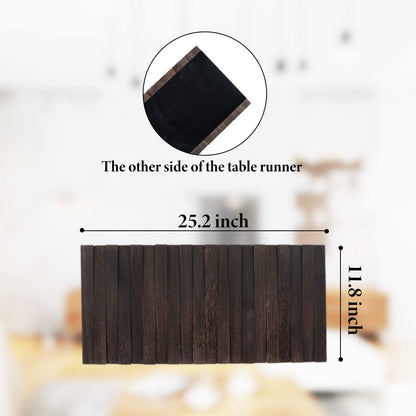 Wooden Table Runner,Natural Durable Wood Table Runner,25 x 12 Inches,Coffee Table Runner with Thick Felt Backing,Table Decorations for Dining Room,Farmhouse Decor,Wedding Decor,Brown