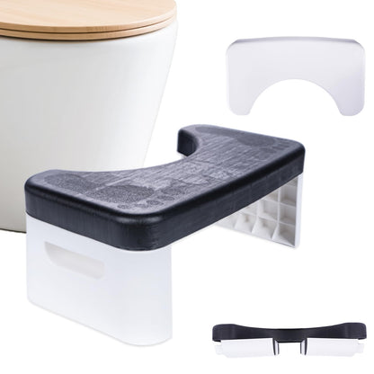 Folding Toilet Stool, 6.7 inch Folding Toilet Stool, Foldable Bathroom Potty Step Stool for All Ages - Sitting Posture Foot Stool. Black