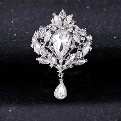 Ezing 4 Pieces Lot Large Big Silver Gold Plated Assorted Crystal Rhinestones Brooch Pins Set (B)