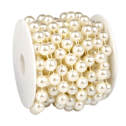 16.4 FT Pearl Beads Garland for Decoration, 12MM Ivory Craft Pearl Beads String Roll Spool for DIY Craft Wedding Party Christmas Tree Decoration