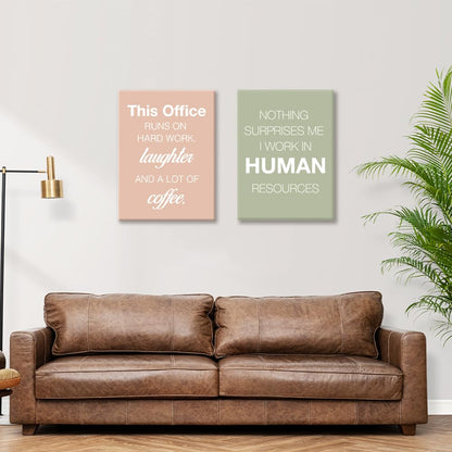 YEOION Hr Wall Decor,Hr Wall Art for Office,Human Resources Office Wall Art Canvas Frame Artwork Set of 6