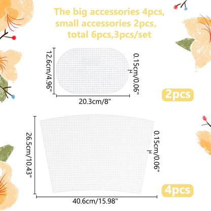 WADORN 2 Sets Clear Mesh Plastic Canvas Sheets for Embroidery, Blank Needlepoint Canvas Sheets for Crochet Bucket Bag Making Acrylic Yarn Knit Crochet Projects DIY Handmade Bag Weaving Kit, White