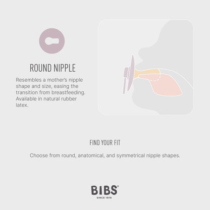 BIBS Colour Studio Soother 2-Pack, BPA Free Dummy Pacifier, Round Nipple. Natural Rubber Latex, Made in Denmark, Size 2 (6-18 Months), Breeze/Petrol