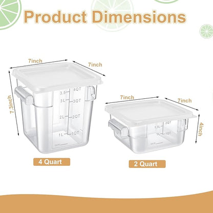 Barydat 4 Pcs Square Food Storage Containers