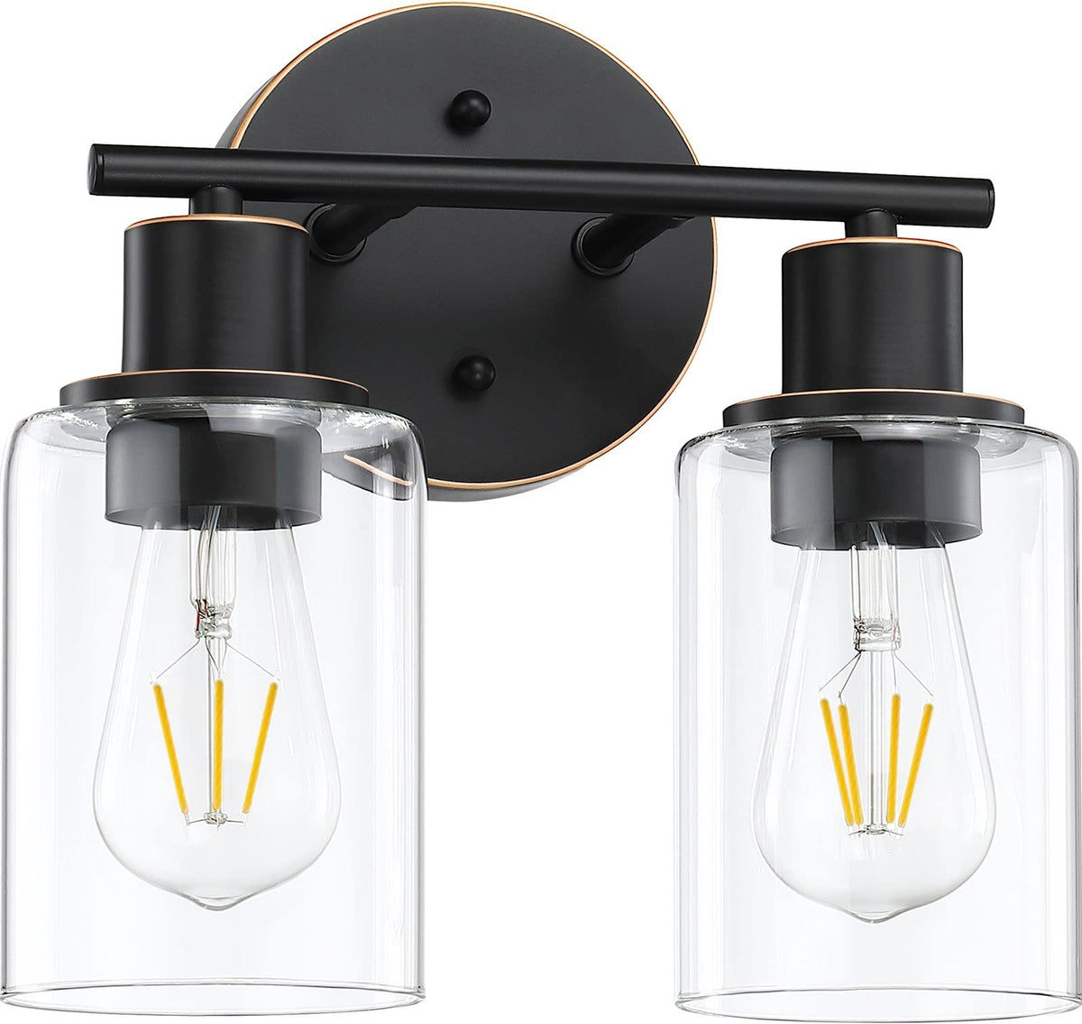 Pia Ricco 2-Light Bathroom Vanity Light Fixtures, Oil Rubbed Bronze, Glass Shades, Model 41922