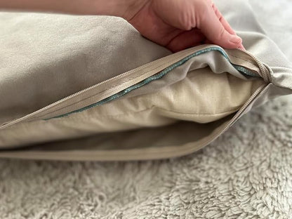 Natural Cotton Canvas Dog Bed – Raw Cotton Filled Pet Cushion Insert, Breathable Eco-Friendly Dog Mattress, Durable Washable Cover with Zipper (Gray, Small 36"x22"x3")